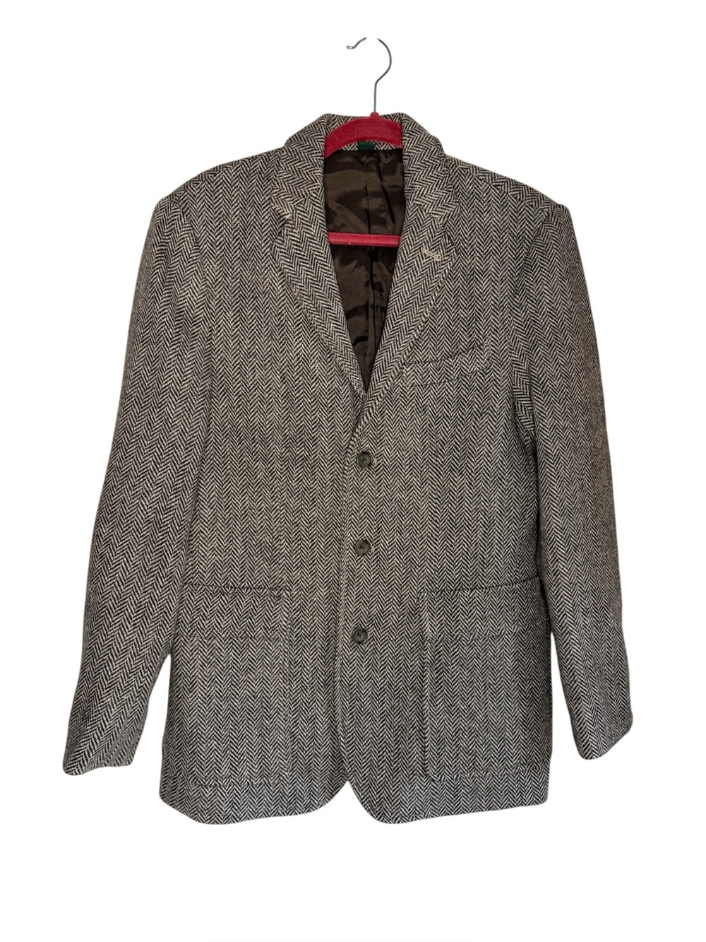 J Crew 100% Wool Blazer Fully Lined Grey Herringbone Size 38 R